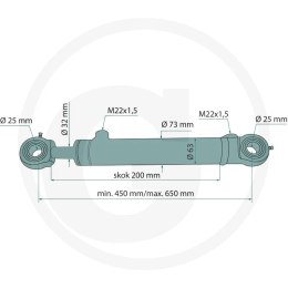 Siłownik hydrauliczny wspomagania układu kierowniczego wzmocniony, dwustronny C-385 i pochodne 65684276909 agroveo