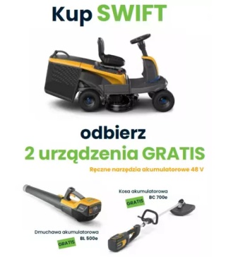 Zestaw promocyjny Traktor akumulatorowy STIGA Swift 372e 3x5 Ah + podwójna szybka ładowarka