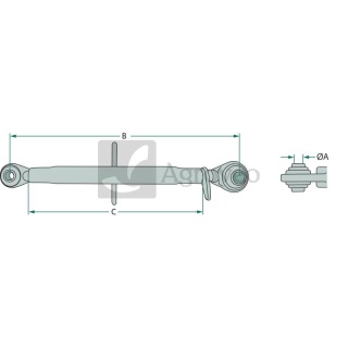 Łącznik górny centralny cięgło 480-700mm M24x3 kpl. ze sworzniami 65642370451 42.37.045.1 / 42370451