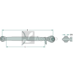 Łącznik górny centralny cięgło 480-700mm M24x3 Polski kulowy C-330 65642370451B 42.37.045.1 / 42370451