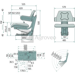 Siedzenie fotel amortyzowane URSUS C360 C330 65624000067PL 46.64.000.1 / 46640001