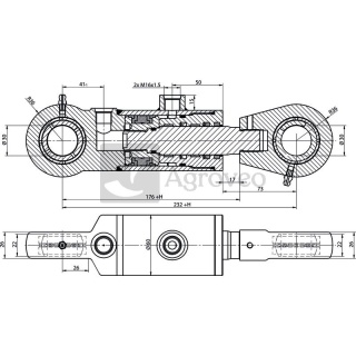 Siłownik hydrauliczny 687CJ25028200 CJ2F-16-50/28/200-00 ucho Ø 30 mm / 5058/99-661/0, CJ2F.50/28/200 UCHO FI 30