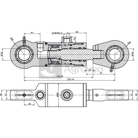 Siłownik hydrauliczny 687CJ25028200 CJ2F-16-50/28/200-00 ucho Ø 30 mm / 5058/99-661/0, CJ2F.50/28/200 UCHO FI 30 Siłownik hydrauliczny 687CJ25028200 CJ2F-16-50/28/200-00 ucho Ø 30 mm / 5058/99-661/0, CJ2F.50/28/200 UCHO FI 30