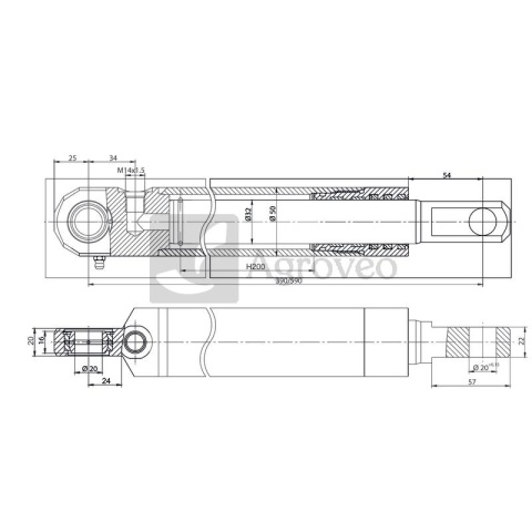Siłownik hydrauliczny 687SMN232200 SN.2E*32*200 B, 5040/99-517/0 Siłownik hydrauliczny 687SMN232200 SN.2E*32*200 B, 5040/99-517/0