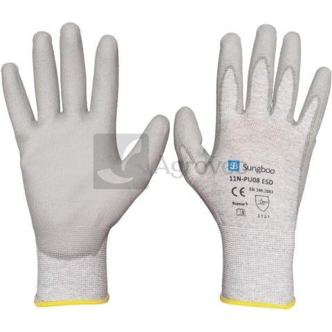 Rękawice poliamidowe z włóknem węglowym 64811NPU08ES-08 11N-PU08 ES
