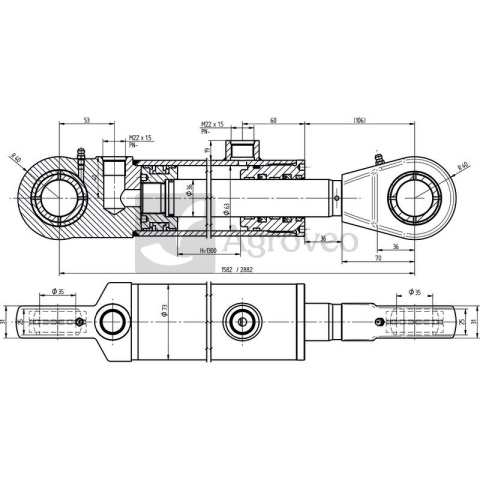 Siłownik hydrauliczny 679SMT2P63361300 SMT2P.63.36.1300-00