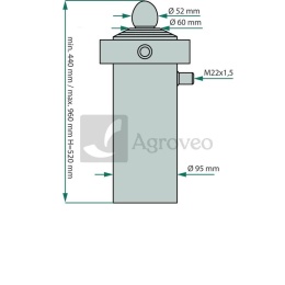 Siłownik hydrauliczny 6997005150001 7005/15-000/1, CT-S305-16-60/2/520