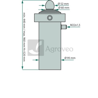 Siłownik hydrauliczny 6997005150001 7005/15-000/1, CT-S305-16-60/2/520