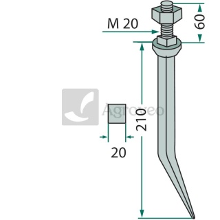 Ząb brony polowej 691P20X210M20L P20X210/M20, 691P20X210M20L
