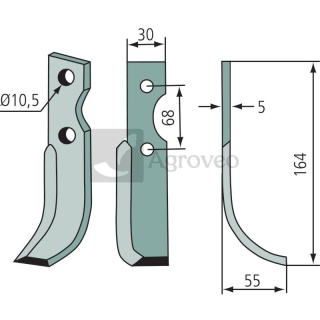 Nóż glebogryzarki 180BEN-17R RT10-12 BN9-10