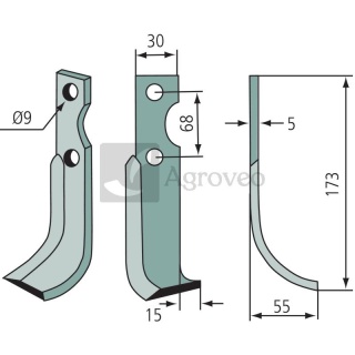 Nóż glebogryzarki 180BEN-21R RT8/AN7-8