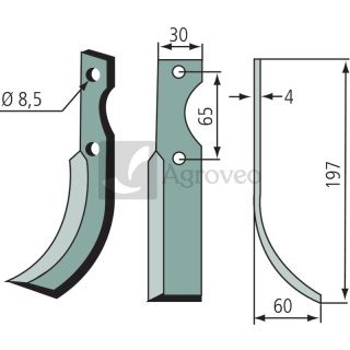 Nóż glebogryzarki 180EUR-01R