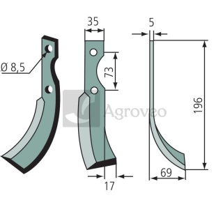 Nóż glebogryzarki 180EUR-02R