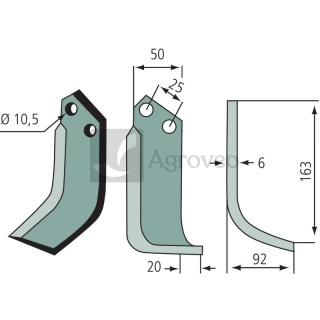Nóż glebogryzarki 180FER-13L S.315 HP14