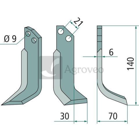 Nóż glebogryzarki 180GRI-04R 7085 Nóż glebogryzarki 180GRI-04R 7085