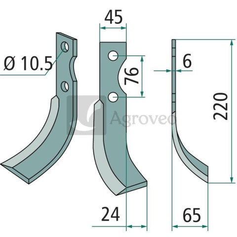 Nóż glebogryzarki 180GRI-08R 9253 Nóż glebogryzarki 180GRI-08R 9253