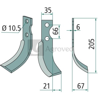 Nóż glebogryzarki 180GRI-09R 11293