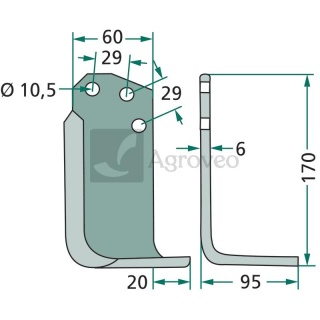 Nóż kątowy 180AGR-09L 15453