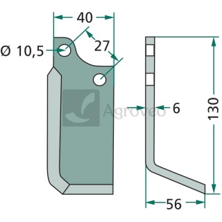 Nóż kątowy 180BCS-06R 48434