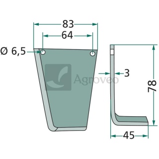 Nóż kątowy 180GUT-52L 075.71.063