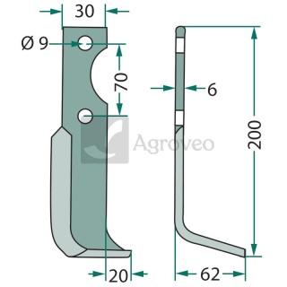 Nóż kątowy 180HON-01L F400/80