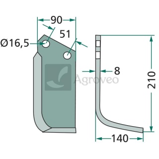 Nóż kątowy 180HOW-20L