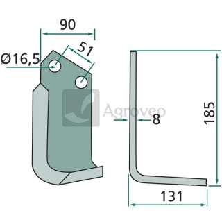 Nóż kątowy 180HOW-21R