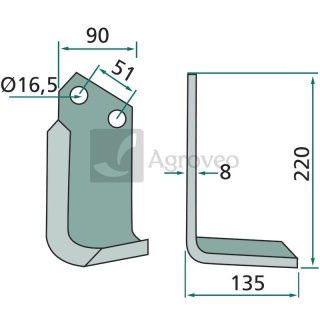 Nóż kątowy 180HOW-33R 9911