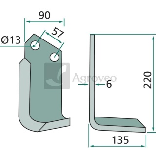 Nóż kątowy 180HOW-34R 5979