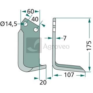 Nóż kątowy 180MAL-20R 1302180