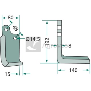 Nóż kątowy 180MAS-38R 29100407
