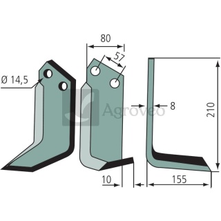 Nóż kątowy 180MUR-03R
