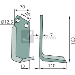 Nóż kątowy 180MUR-05R 12.000.70