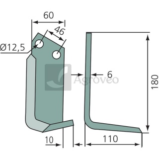 Nóż kątowy 180MUR-06L 12000401