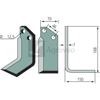 Nóż kątowy 180MUR-12R 12000700