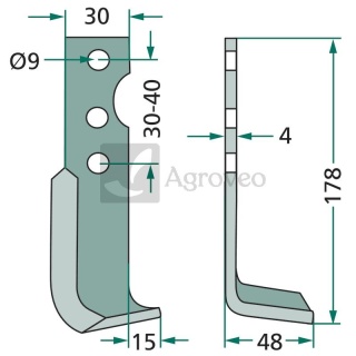 Nóż kątowy 180SOL-03R 50 43 457