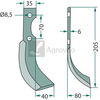 Nóż wygięty 180ADR-09R