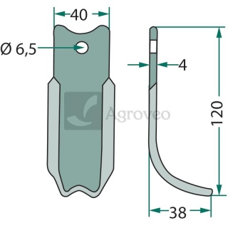 Nóż wygięty 180AGR-08 1567-06622