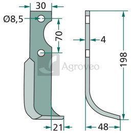 Nóż wygięty 180AGR-19R 616112