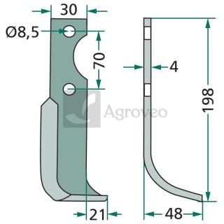 Nóż wygięty 180AGR-19R 616112
