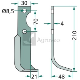 Nóż wygięty 180AGR-20L