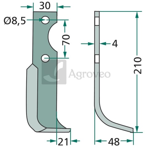 Nóż wygięty 180AGR-20L Nóż wygięty 180AGR-20L
