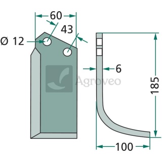 Nóż wygięty 180AGR-22R 70234