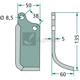 Nóż wygięty 180AGR-59R 1667