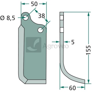 Nóż wygięty 180AGR-60L 1767 (071953)