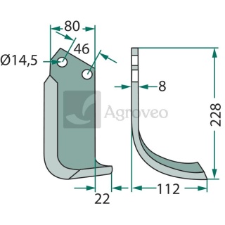 Nóż wygięty 180FES-01R