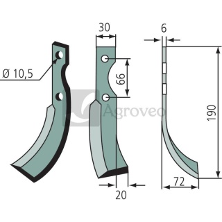 Nóż wygięty 180GRI-01L 7086