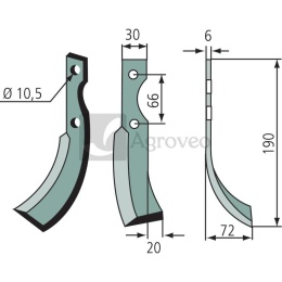 Nóż wygięty 180GRI-01R 7085