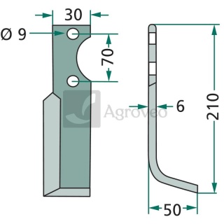 Nóż wygięty 180GUT-51R 075.73.027