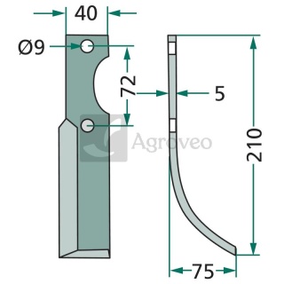 Nóż wygięty 180HAK-01R 90-05836-3